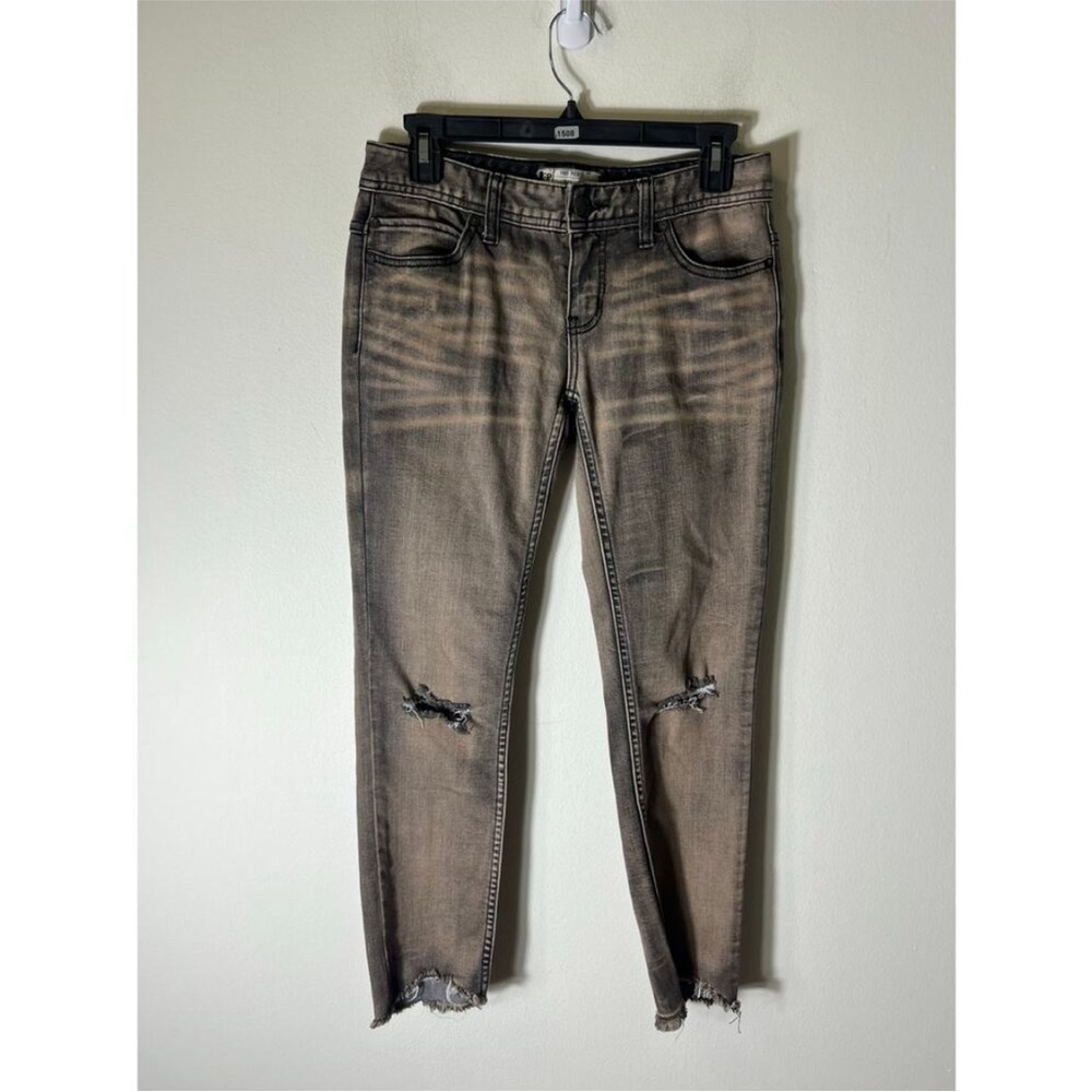 Free People witchy tea dyed grunge thrashed whiskered destroyed cropped Jeans